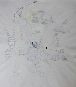 jolly joker / kachina III, 48 x 60 cm, mischtechnik auf papier, 1983