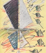 projektzskizze „schleifrichtung“, 29,7 x 21 cm, stifte auf papier 1993