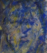 blau-gelber kopfschedl, 29,7 x 21 cm, mischtechnik auf papier, 2010