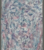 mehlig rot-blauer kopf, 85 x 30 cm, acryl auf holz, 2009