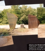 herrenholz in stammersdorf „segel I – IV“, eisen bemalt, div. höhen, 1987